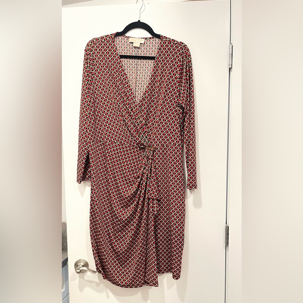 Michael Kors Size 1X faux wrap dress with some ruche in front.